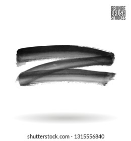 Grey brush stroke and texture. Grunge vector abstract hand - painted element. Underline and border design.