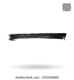Grey brush stroke and texture. Grunge vector abstract hand - painted element. Underline and border design.