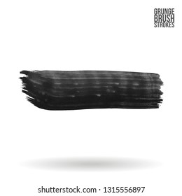 Grey brush stroke and texture. Grunge vector abstract hand - painted element. Underline and border design.