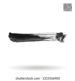 Grey brush stroke and texture. Grunge vector abstract hand - painted element. Underline and border design.