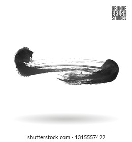 Grey brush stroke and texture. Grunge vector abstract hand - painted element. Underline and border design.