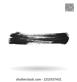 Grey brush stroke and texture. Grunge vector abstract hand - painted element. Underline and border design.