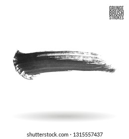 Grey brush stroke and texture. Grunge vector abstract hand - painted element. Underline and border design.
