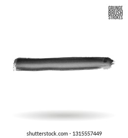 Grey brush stroke and texture. Grunge vector abstract hand - painted element. Underline and border design.