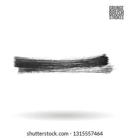 Grey brush stroke and texture. Grunge vector abstract hand - painted element. Underline and border design.
