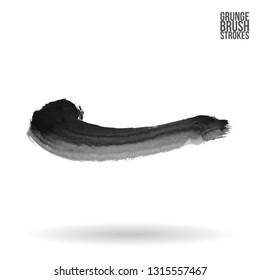 Grey brush stroke and texture. Grunge vector abstract hand - painted element. Underline and border design.