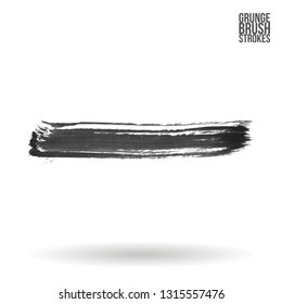 Grey brush stroke and texture. Grunge vector abstract hand - painted element. Underline and border design.