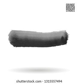 Grey brush stroke and texture. Grunge vector abstract hand - painted element. Underline and border design.