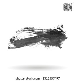 Grey brush stroke and texture. Grunge vector abstract hand - painted element. Underline and border design.