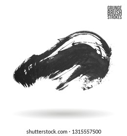 Grey brush stroke and texture. Grunge vector abstract hand - painted element. Underline and border design.