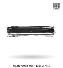Grey brush stroke and texture. Grunge vector abstract hand - painted element. Underline and border design.