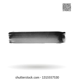Grey brush stroke and texture. Grunge vector abstract hand - painted element. Underline and border design.
