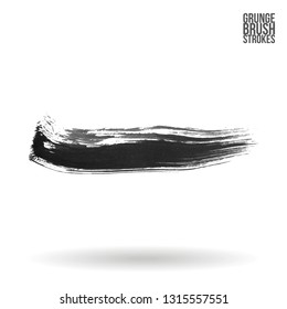 Grey brush stroke and texture. Grunge vector abstract hand - painted element. Underline and border design.
