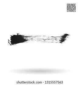 Grey brush stroke and texture. Grunge vector abstract hand - painted element. Underline and border design.