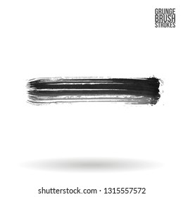 Grey brush stroke and texture. Grunge vector abstract hand - painted element. Underline and border design.