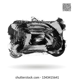 Grey brush stroke and texture. Grunge vector abstract hand - painted element. Underline and border design.