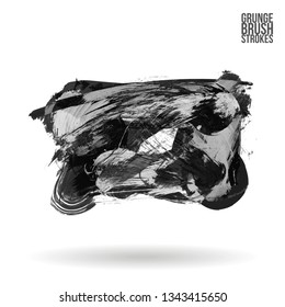 Grey brush stroke and texture. Grunge vector abstract hand - painted element. Underline and border design.