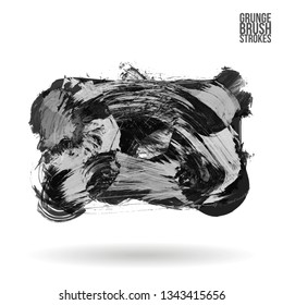 Grey brush stroke and texture. Grunge vector abstract hand - painted element. Underline and border design.