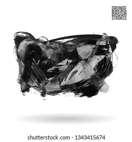 Grey brush stroke and texture. Grunge vector abstract hand - painted element. Underline and border design.