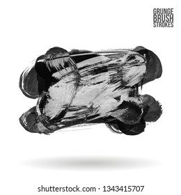 Grey brush stroke and texture. Grunge vector abstract hand - painted element. Underline and border design.