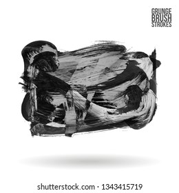 Grey brush stroke and texture. Grunge vector abstract hand - painted element. Underline and border design.