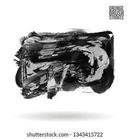 Grey brush stroke and texture. Grunge vector abstract hand - painted element. Underline and border design.