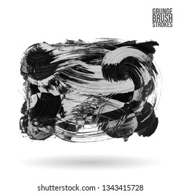 Grey brush stroke and texture. Grunge vector abstract hand - painted element. Underline and border design.