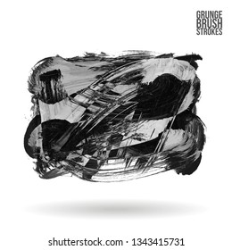 Grey brush stroke and texture. Grunge vector abstract hand - painted element. Underline and border design.