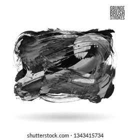 Grey brush stroke and texture. Grunge vector abstract hand - painted element. Underline and border design.