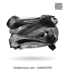 Grey brush stroke and texture. Grunge vector abstract hand - painted element. Underline and border design.