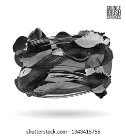 Grey brush stroke and texture. Grunge vector abstract hand - painted element. Underline and border design.
