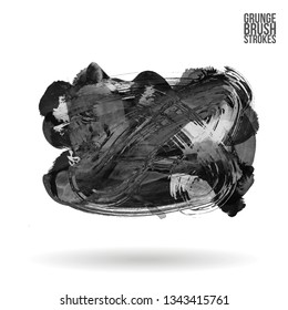 Grey brush stroke and texture. Grunge vector abstract hand - painted element. Underline and border design.