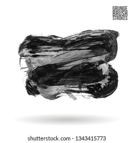 Grey brush stroke and texture. Grunge vector abstract hand - painted element. Underline and border design.