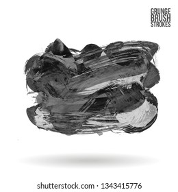 Grey brush stroke and texture. Grunge vector abstract hand - painted element. Underline and border design.
