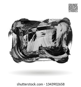 Grey brush stroke and texture. Grunge vector abstract hand - painted element. Underline and border design.