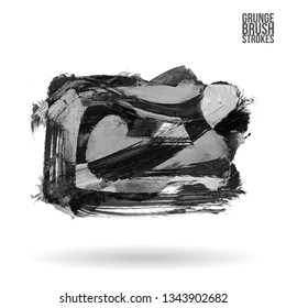Grey brush stroke and texture. Grunge vector abstract hand - painted element. Underline and border design.