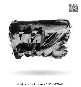 Grey brush stroke and texture. Grunge vector abstract hand - painted element. Underline and border design.