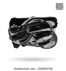 Grey brush stroke and texture. Grunge vector abstract hand - painted element. Underline and border design.