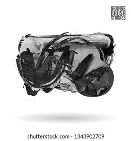 Grey brush stroke and texture. Grunge vector abstract hand - painted element. Underline and border design.