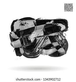 Grey brush stroke and texture. Grunge vector abstract hand - painted element. Underline and border design.