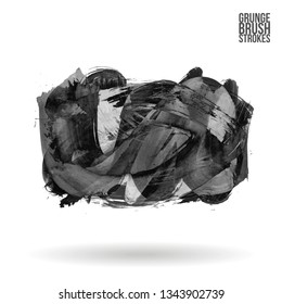 Grey brush stroke and texture. Grunge vector abstract hand - painted element. Underline and border design.