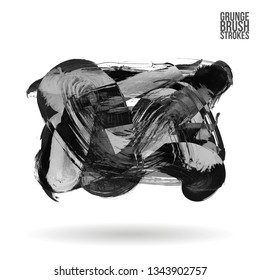 Grey brush stroke and texture. Grunge vector abstract hand - painted element. Underline and border design.