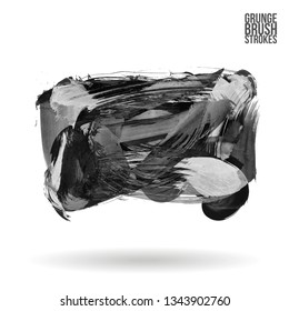 Grey brush stroke and texture. Grunge vector abstract hand - painted element. Underline and border design.