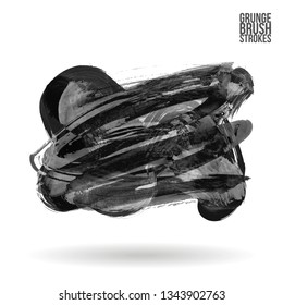 Grey brush stroke and texture. Grunge vector abstract hand - painted element. Underline and border design.