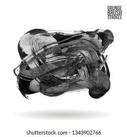 Grey brush stroke and texture. Grunge vector abstract hand - painted element. Underline and border design.