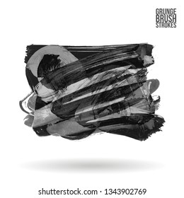 Grey brush stroke and texture. Grunge vector abstract hand - painted element. Underline and border design.
