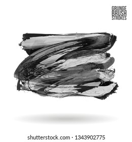 Grey brush stroke and texture. Grunge vector abstract hand - painted element. Underline and border design.