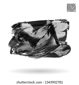 Grey brush stroke and texture. Grunge vector abstract hand - painted element. Underline and border design.