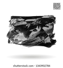 Grey brush stroke and texture. Grunge vector abstract hand - painted element. Underline and border design.