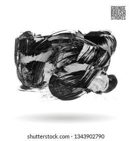 Grey brush stroke and texture. Grunge vector abstract hand - painted element. Underline and border design.
